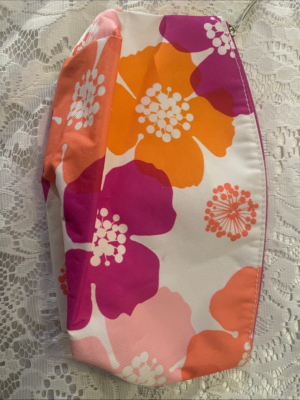 Clinique Floral Cosmetic Bag in Pink, Orange, Purple, White